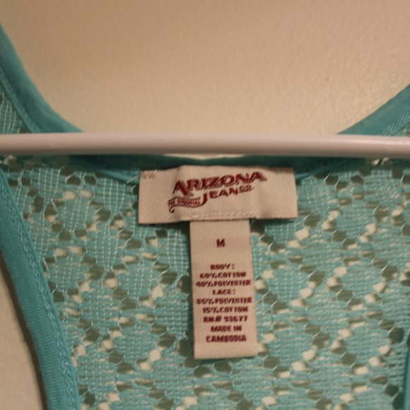 Arizona Jeans Teal Blue Lace Detail Tank Top - Picture 6 of 6